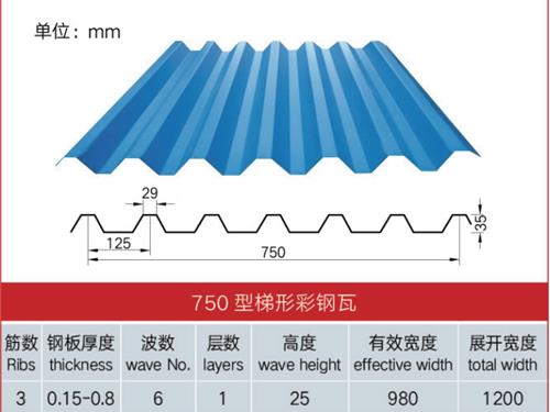 750 型梯形彩钢瓦